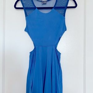 Sparkle & Fade Blue Mesh Cutout Dress